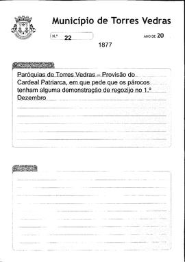 Provisão do Cardeal Patriarca, em que pede que os párocos tenham alguma demonstração de regozijo ...